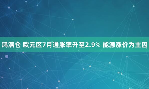 鸿满仓 欧元区7月通胀率升至2.9% 能源涨价为主因
